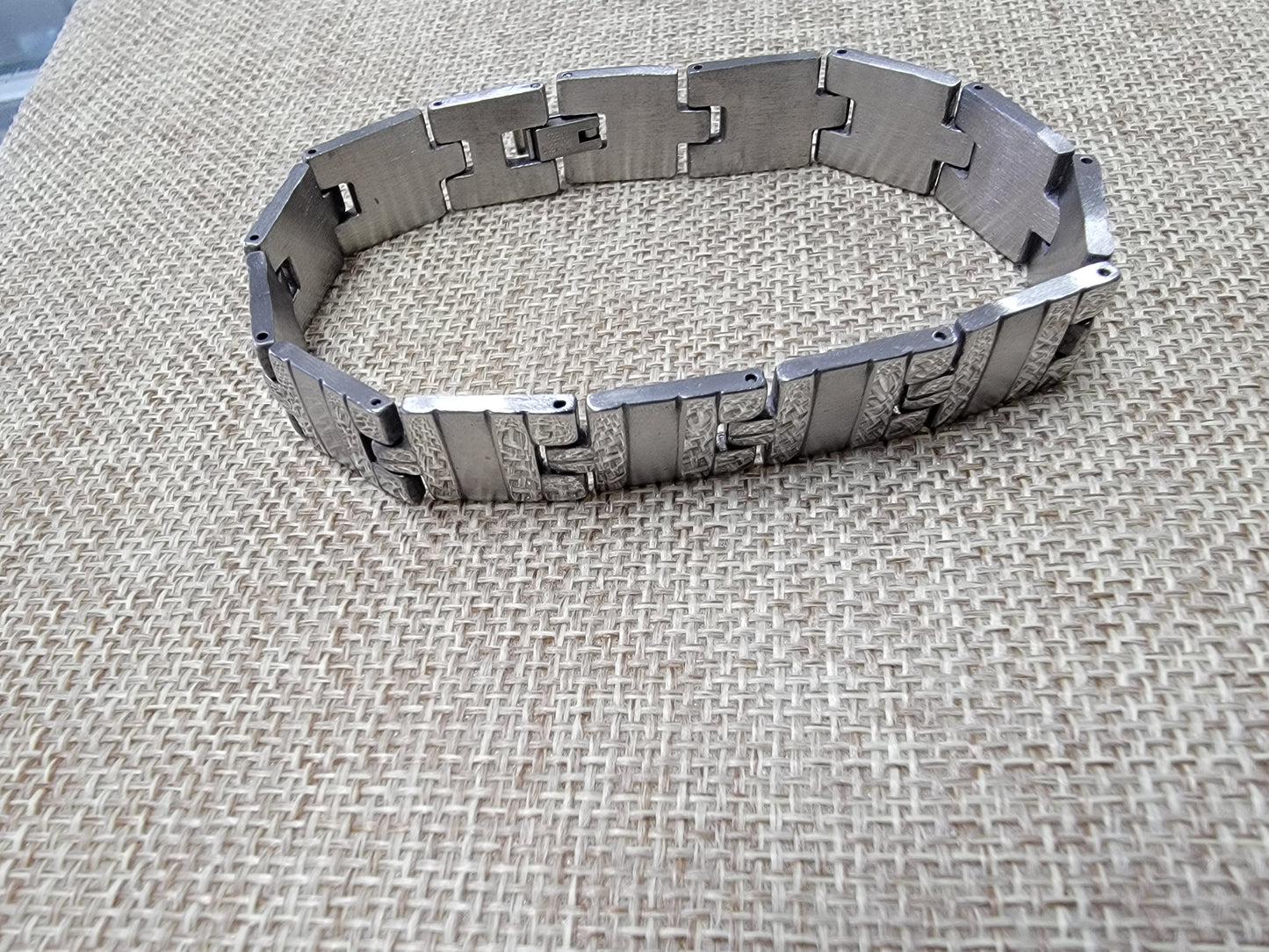 Pulsera rectangular de stainless steel con eslabones para hombres,