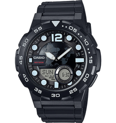 Casio Herren-Hochleistungsuhr mit Quarz-Harzarmband, Schwarz (Modell: AEQ110BW-9AV) 